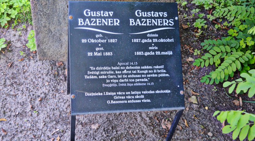 The Grave of the Teacher of Janis Rainis Gustav Bazeners