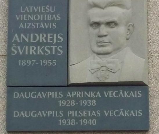 The memorial plaque of Andrejs Shvirksts