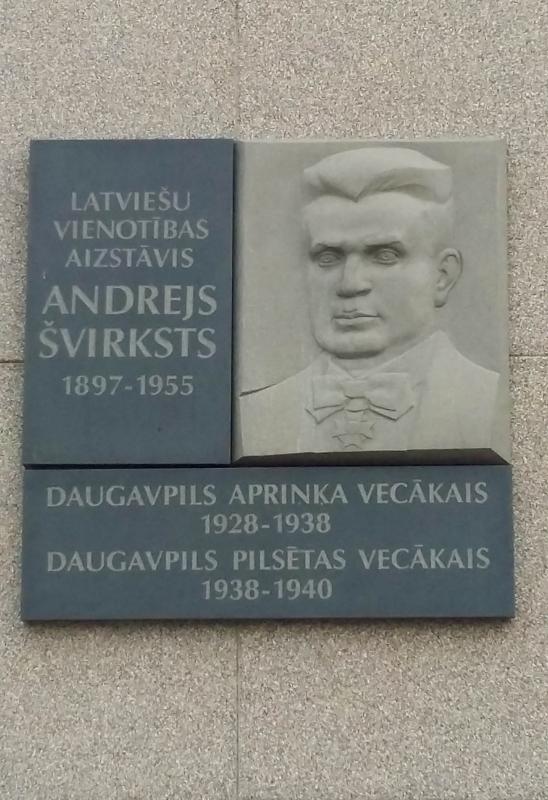 The memorial plaque of Andrejs Shvirksts