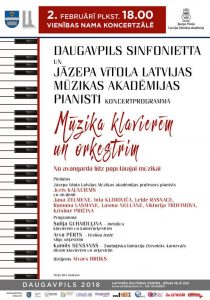 DAUGAVPILS SINFONIETTA un Jāzepa Vītola Latvijas Mūzikas akadēmijas pianistu koncertprogramma “MŪZIKA KLAVIERĒM UN ORĶESTRIM”
