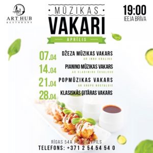 Dzīvās mūzikas vakari restorānā “ART HUB”