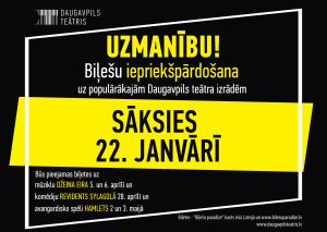 22. janvārī sāksies biļešu iepriekšpārdošana uz Daugavpils teātra populārākajām izrādēm