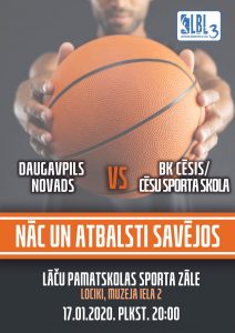 LBL3 basketbola spēle DAUGAVPILS NOVADS vs BK CĒSIS/CĒSU SPORTA SKOLA