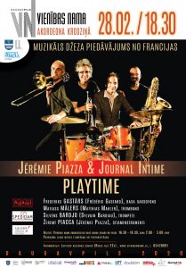 Muzikāls džeza piedāvājums no Francijas: Jérémie Piazza & Journal Intime “PLAYTIME”