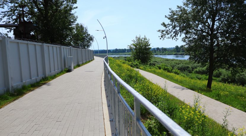 The promenade on Bruģu Street on the bank of the Daugava River