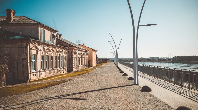 The promenade on Bruģu Street on the bank of the Daugava River