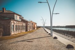 The promenade on Bruģu Street on the bank of the Daugava River