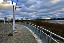 The promenade on Bruģu Street on the bank of the Daugava River