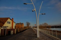 The promenade on Bruģu Street on the bank of the Daugava River