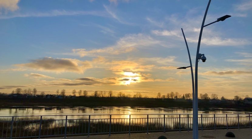 The promenade on Bruģu Street on the bank of the Daugava River