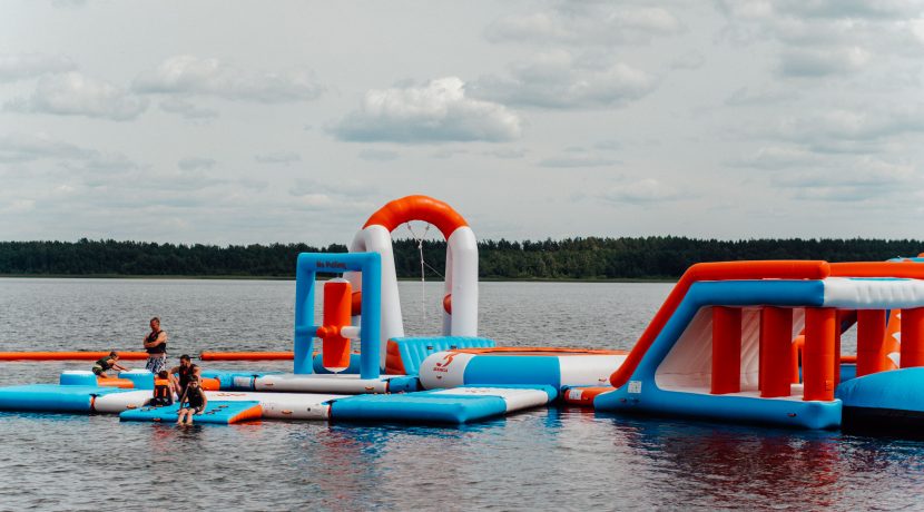 Inflatable water attractions on “Stropu Vilnis” beach