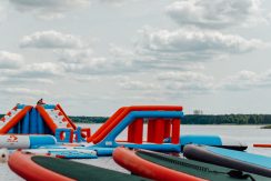 Inflatable water attractions on “Stropu Vilnis” beach