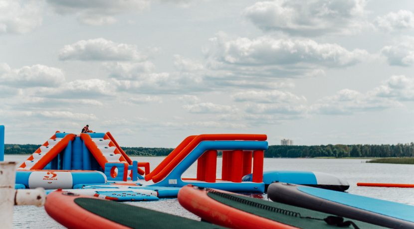 Inflatable water attractions on “Stropu Vilnis” beach