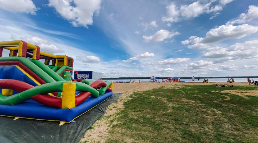 Inflatable water attractions on “Stropu Vilnis” beach