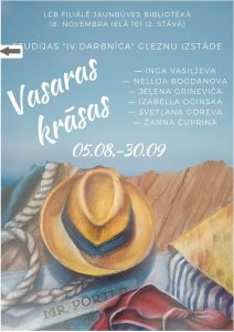 Jaunbūves bibliotēkā skatāma Ingas Vasiļjevas studijas dalībnieku izstāde “Vasaras krāsas”