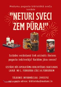 Izstāde Medumu bibliotēkas skatlogā “Neturi sveci zem pūra!”