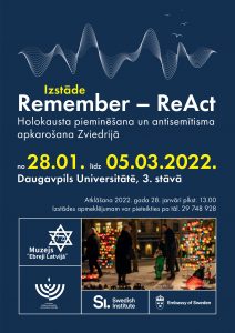 Daugavpils Universitātē izstāde “Remember – ReAct. Holokausta pieminēšana un antisemītisma apkarošana Zviedrijā”