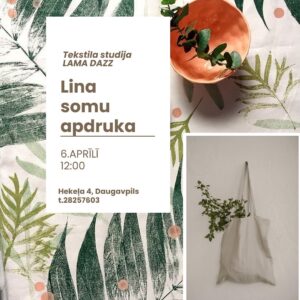 Tekstila studijā “LAMA DAZZ” notiks meistarklase – lina iepirkumu maisiņu apdruka