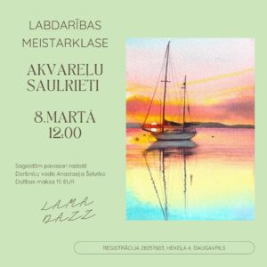 Meistarklase “Akvareļu saulrieti” tekstila studijā “LAMA DAZZ”