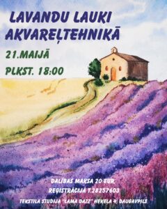 Meistarklase “Akvareļu saulrieti” tekstila studijā “LAMA DAZZ”