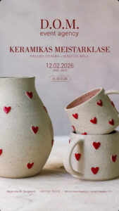 Keramikas meistarklase ar Nelliju Dzalbu kokteiļbārā “D.O.M.bar”