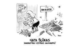 Karikatūrista Gata Šļūkas karikatūru izstāde Latgales kulinārā mantojuma centrā “Šmakovka”