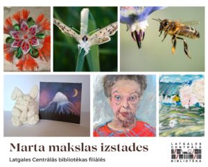 Mākslas un radošo darbu izstādes Latgales Centrālās bibliotēkas filiālēs 2026. gada martā