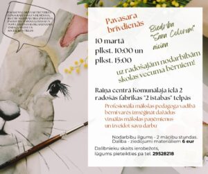 Pavasara brīvlaika nodarbības skolēniem “2 istabas” telpās Raiņa centrā