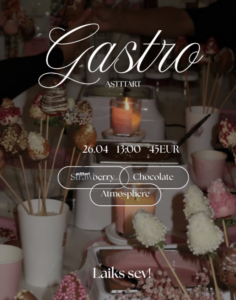 Gastro meistarklase “Zemenes šokolādē” mākslas studijā “Astttartt” Daugavpils cietoksnī