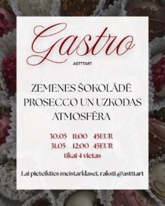 Gastro meistarklase “Zemenes šokolādē” mākslas studijā “Astttartt”