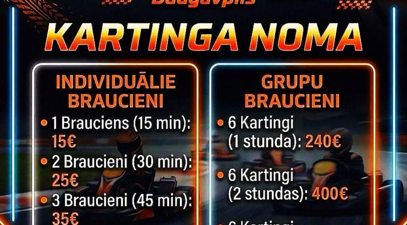 Go‑kart rides at the “Blāzma” karting track in Daugavpils