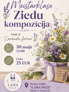 Radošā meistarklase “Ziedu kompozīcija” tekstila studijā “LAMA DAZZ”