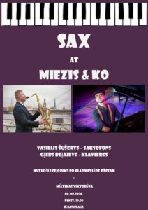 Saksofonista Vasilija Šušerta un pianista Gļeba Beļajeva koncerts un mūzikas viktorīna