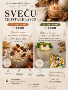 Sveču meistarklases studijā “A.A.candles”
